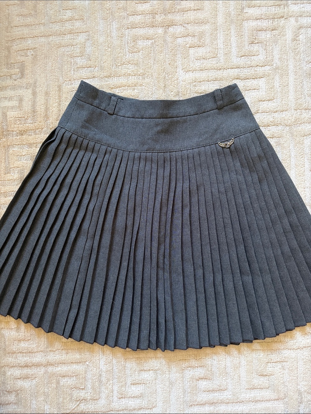 Pleated Skater Mini Skirt in Charcoal Gray